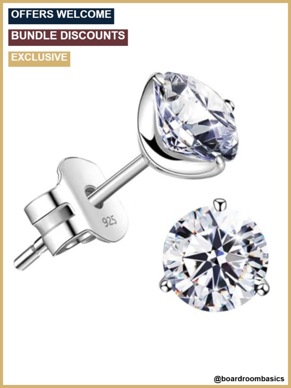18K Gold Plated Sterling Silver Cubic Zirconia Stud Earrings